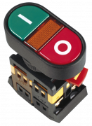 Кнопка APBB-22N "I-O" d22мм неон/230В 1з+1р красный/зеленый IEK