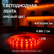 Лента светодиодная PLS 12В IP20 4.8Вт/м красн. JazzWay
