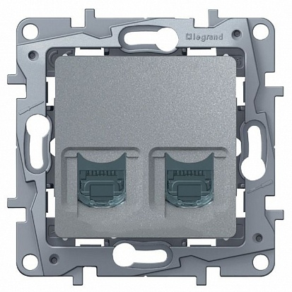 Etika Розетка С/У 2-м компьютерная 2RJ45 кат.5е алюм.. Legrand
