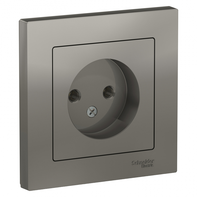 ATLAS DESIGN Розетка С/У 1-м б/з 16А в сборе сталь Schneider Electric