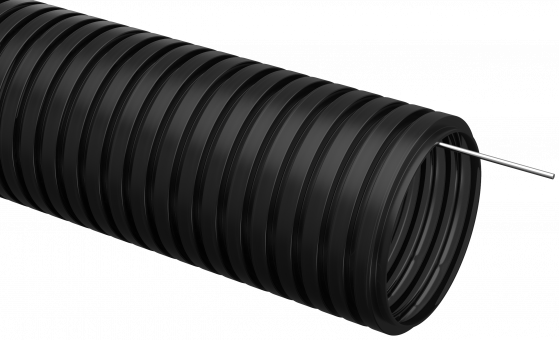 Труба ПНД гофрированная 16мм с протяжкой черная (25м) IEK