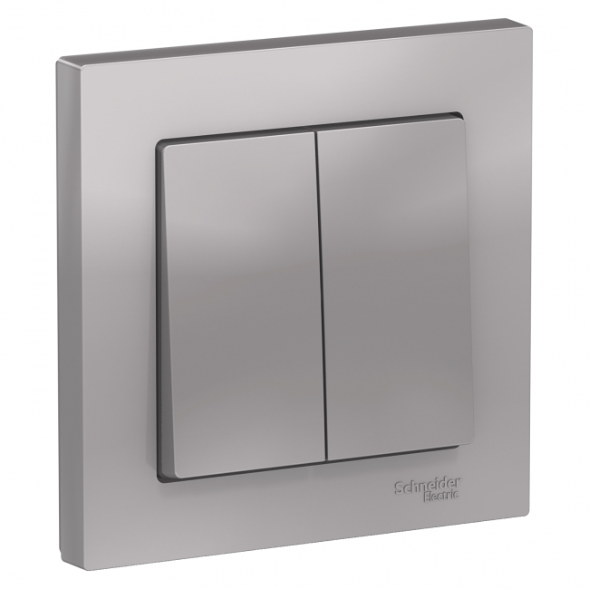 ATLAS DESIGN Выключатель С/У 2-кл. 10А в сборе алюминий Schneider Electric