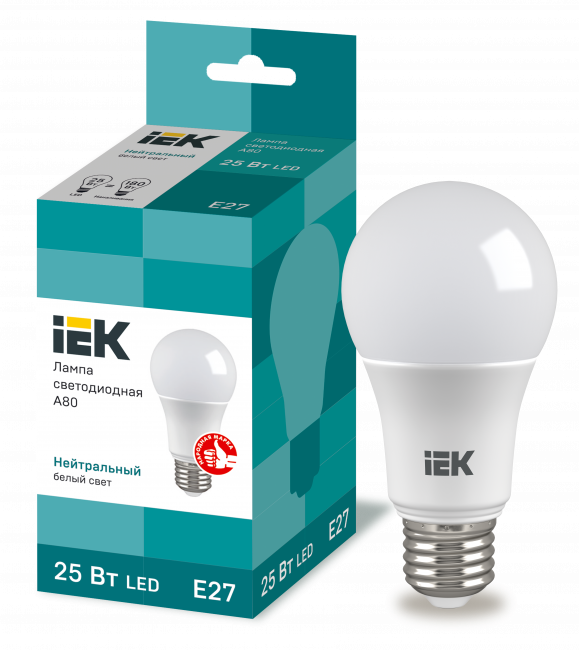 Лампа светодиодная A80 Е27 230В 6500К 25Вт груша ECO IEK