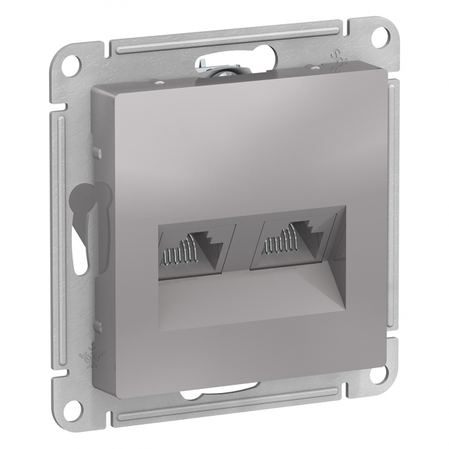 ATLAS DESIGN Розетка С/У 2-м компьютерная 2RJ45 кат.5е алюминий Schneider Eleсtric