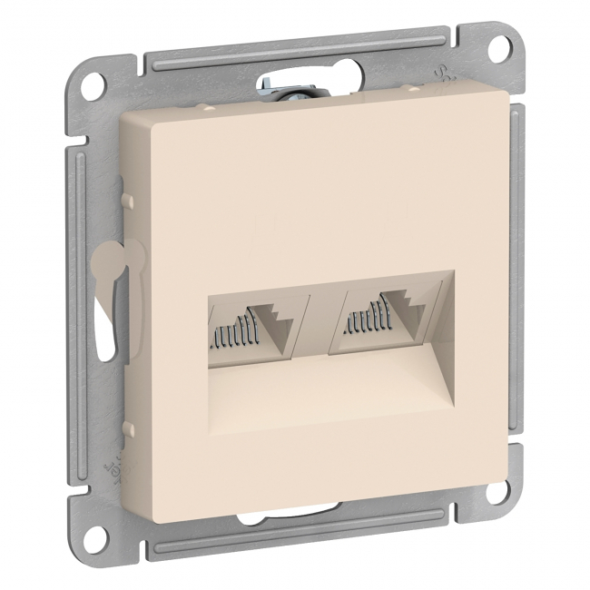 ATLAS DESIGN Розетка С/У 2-м компьютерная 2RJ45 кат.5е беж. Schneider Eleсtric