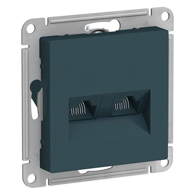 ATLAS DESIGN Розетка С/У 2-м компьютерная 2RJ45 кат.5е изумруд. Schneider Eleсtric