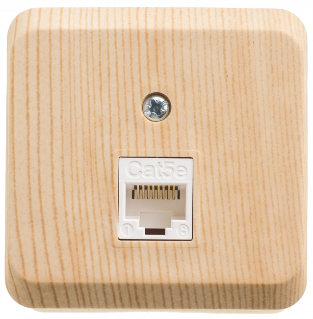 Этюд Розетка О/У 1-м компьютерная RJ45 кат.5е сосна Schneider Electric