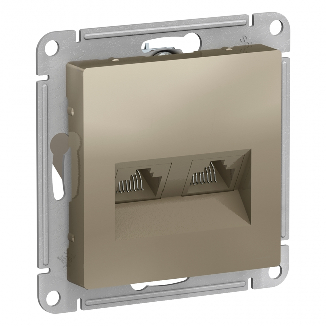 ATLAS DESIGN Розетка С/У 2-м компьютерная 2RJ45 кат.5е шампань Schneider Eleсtric