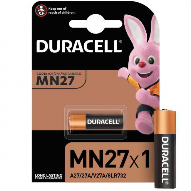 Элемент питания алкалиновый для пультов сигнализаций LR MN 27/A27 BP-1 (блист.1шт) Duracell