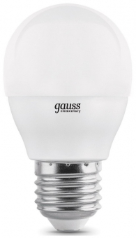 Лампа светодиодная Elementary G45 E27 220В 6500К 6Вт шар матовый GAUSS Лампа светодиодная Elementary G45 E27 220В 6500К 6Вт шар матовый GAUSS
