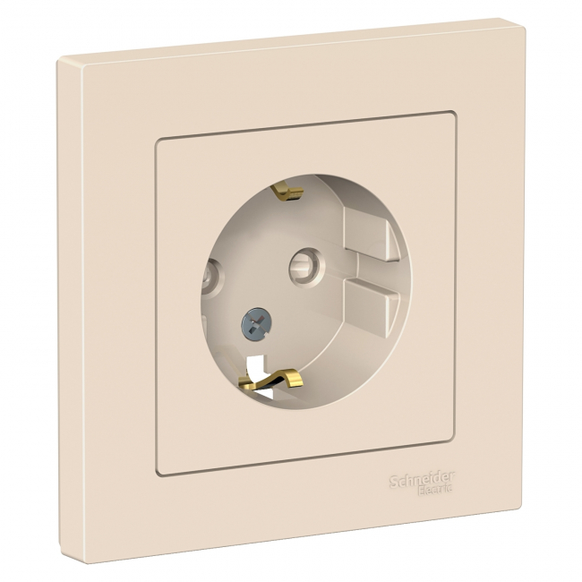 ATLAS DESIGN Розетка С/У 1-м с/з 16А в сборе беж. Schneider Electric