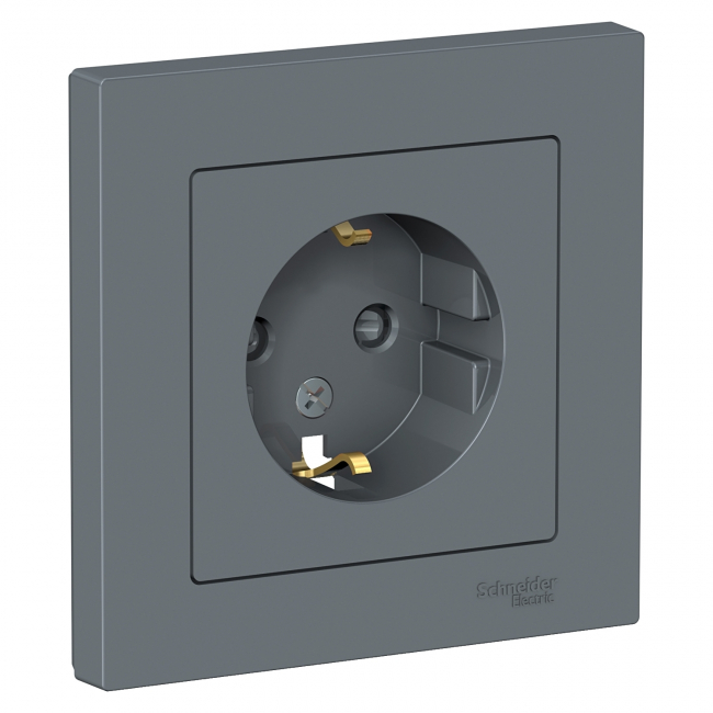ATLAS DESIGN Розетка С/У 1-м с/з 16А в сборе грифель Schneider Electric