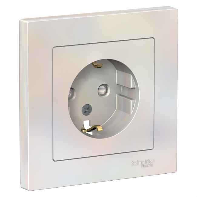 ATLAS DESIGN Розетка С/У 1-м с/з 16А в сборе жемчуг Schneider Electric