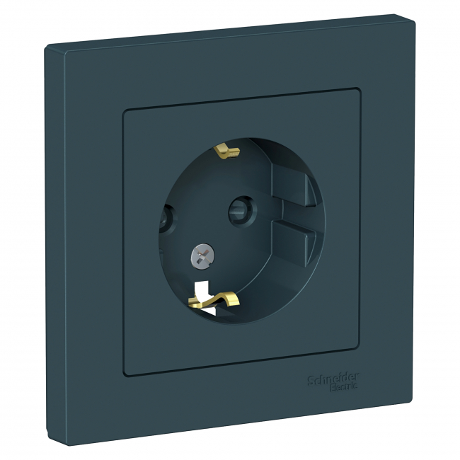 ATLAS DESIGN Розетка С/У 1-м с/з 16А в сборе изумруд Schneider Electric