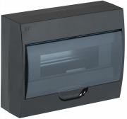 Бокс О/У Krepta ЩРН-П 12М прозрачная черная дверь 1 ряд IP41 IEK