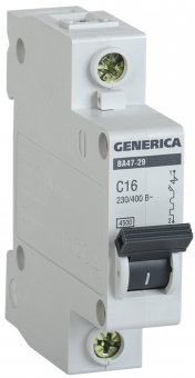 Автоматический выключатель GENERICA ВА47-29 тип С 4,5кА 1п 10А IEK