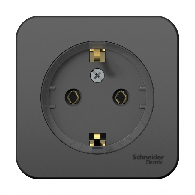 Blanca Розетка О/У 1-м с/з 16А антрацит Schneider Electric