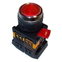 Кнопка ABLFS-22 d22мм неон/230В 1з+1р красный IEK