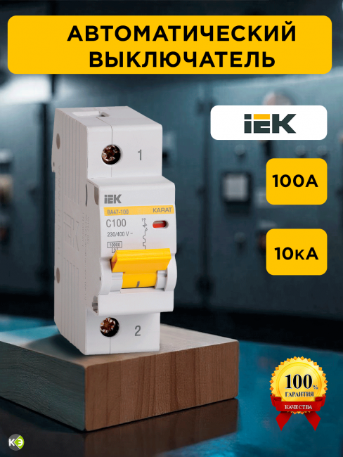 Автоматический выключатель ВА47-100 тип С 10кА 1п 100А IEK