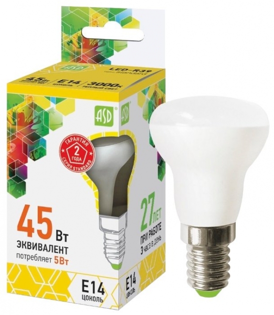 Лампа светодиодная R39 Е14 220В 4000К 5Вт Reflector ASD