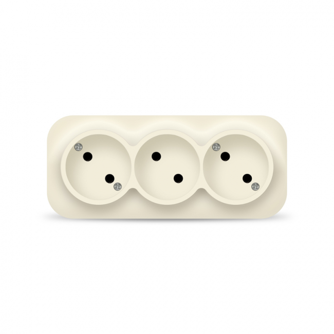 IONICH Розетка О/У 3-м б/з 10А IP20 сл. кость UNIversal IONICH Розетка О/У 3-м б/з 10А IP20 сл. кость UNIversal