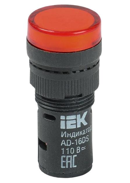 Сигнальный индикатор AD16DS матрица d16мм 12В АС/DC красная IEK