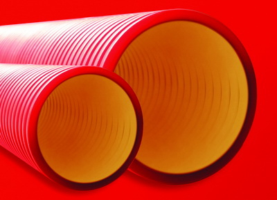 Труба двустенная жесткая ПНД гофрированная 160мм с муфтой красная (уп/6м) DKC