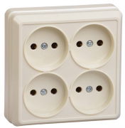 Октава Розетка О/У 4-м б/з 10А крем. IEK