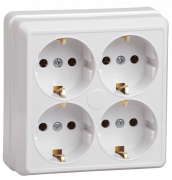 Октава Розетка О/У 4-м с/з 16А бел. IEK