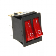 Выключатель клавишный 250В 15А (6с) ON-OFF красный с подсветкой двойной Rexant