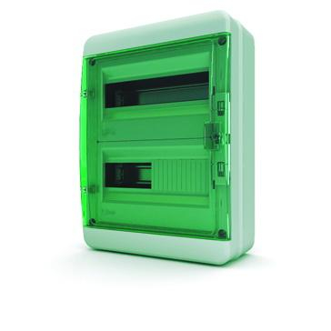 Бокс О/У ЩРH 24М прозрачная зеленая дверь 2 ряда (с клемм.) IP65 Tekfor