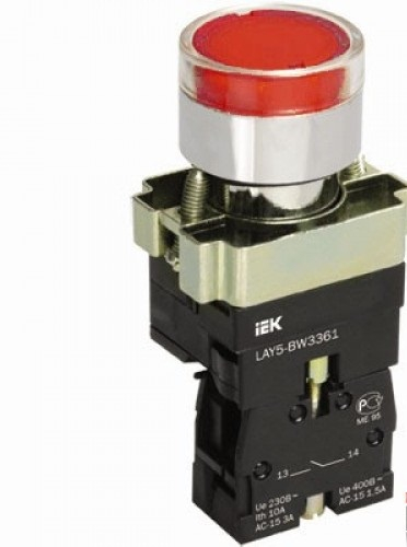 Кнопка LAY5-ВW3461 с подсветкой 1з красный IEK