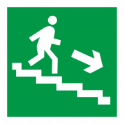 Самоклеющаяся этикетка "Направление к эвакуационному выходу по лестнице направо вниз" 150х150 IEK