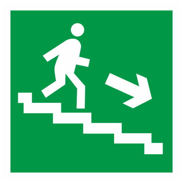 Самоклеющаяся этикетка "Направление к эвакуационному выходу по лестнице направо вниз" 150х150 IEK