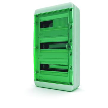 Бокс О/У ЩРH 36М прозрачная зеленая дверь 3 ряда (с клемм.) IP65 Tekfor
