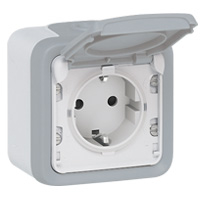 Plexo Розетка О/У 1-м с/з с крышкой 16А IP55 сер. Legrand