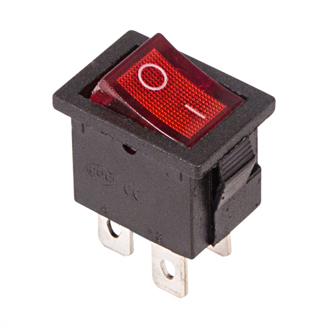 Выключатель клавишный 250В 6А (4с) ON-OFF красный с подсветкой Mini (RWB-20, SC-768) Rexant