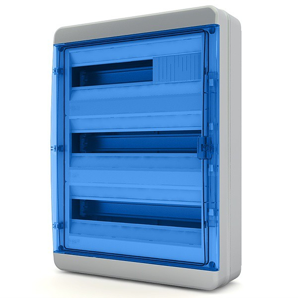 Бокс О/У ЩРH 54М прозрачная синяя дверь 3 ряда (с клемм.) IP65 Tekfor