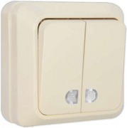 Олимп Выключатель О/У 2-кл. с подсветкой 10А IP20 сл. кость UNIVersal Олимп Выключатель О/У 2-кл. с подсветкой 10А IP20 сл. кость UNIVersal
