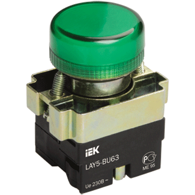 Сигнальный индикатор LAY5-BU63 матрица d22мм 230В зеленый IEK