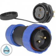 Коннектор кабельный герметичный, разъем папа-мама встраиваемый (клеммник 2PIN) SZC28 2P-M-FB IP68 RUICHI