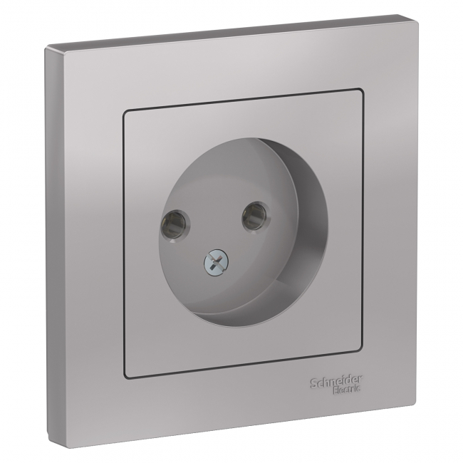 ATLAS DESIGN Розетка С/У 1-м б/з 16А в сборе алюминий Schneider Electric